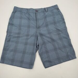 O'Neill Men's Plaid Golf Shorts Size 34 Blue Polyester Blend Casual Shorts